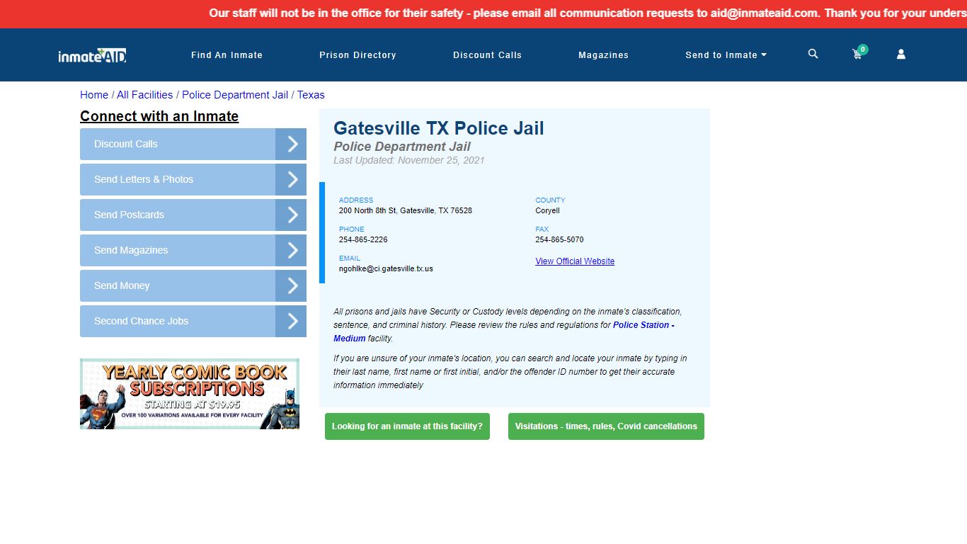 Gatesville TX Police Jail & Inmate Search - Gatesville, TX